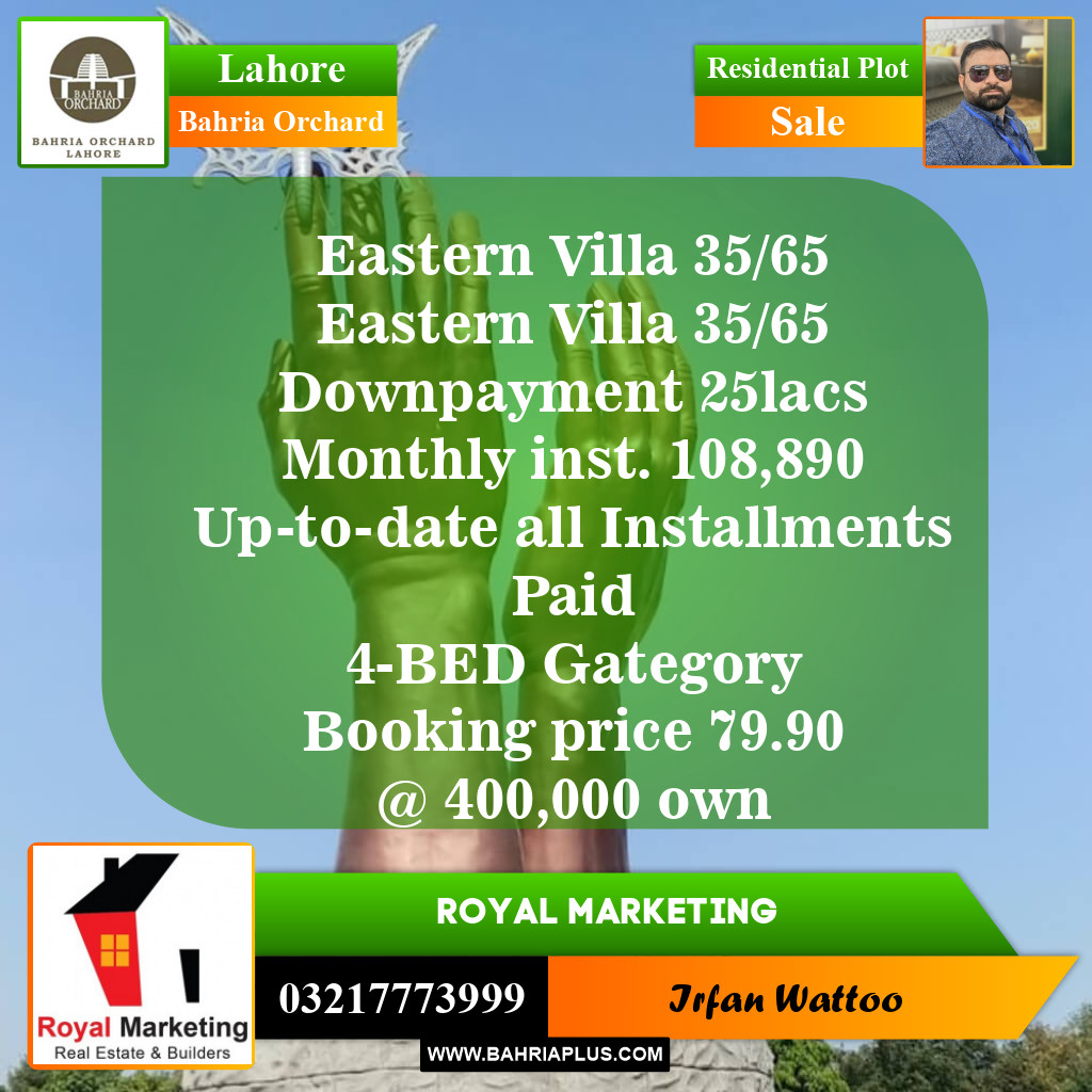 Residential Plot for Sale in Bahria Orchard, Lahore - (BP-146432)