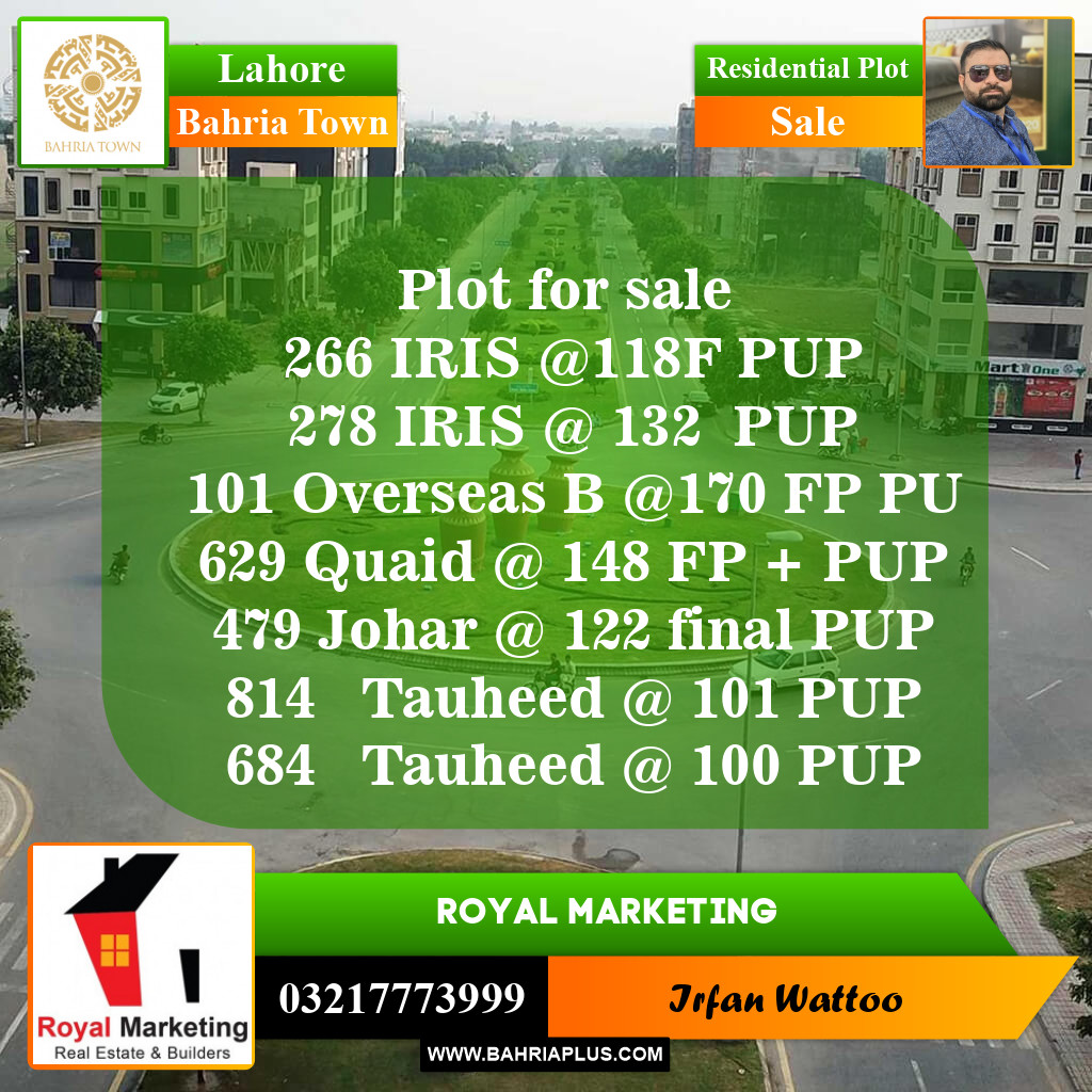 Residential Plot for Sale in Bahria Town, Lahore - (BP-146437)
