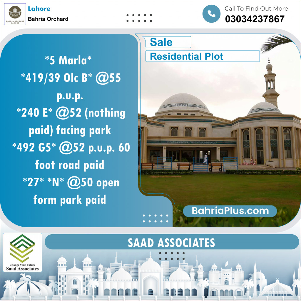 Residential Plot for Sale in Bahria Orchard, Lahore - (BP-146458)