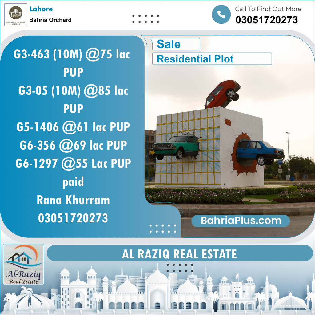 Residential Plot for Sale in Phase 4 - G3 Block -  Bahria Orchard, Lahore - (BP-146464)