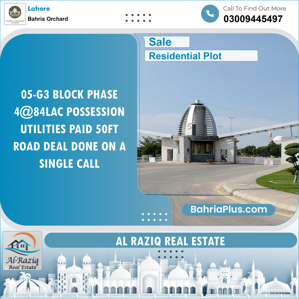 Residential Plot for Sale in Phase 4 - G3 Block -  Bahria Orchard, Lahore - (BP-146523)