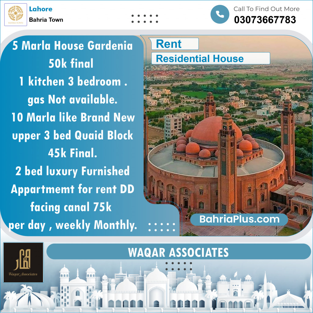Residential House for Rent in Bahria Town, Lahore - (BP-146524)