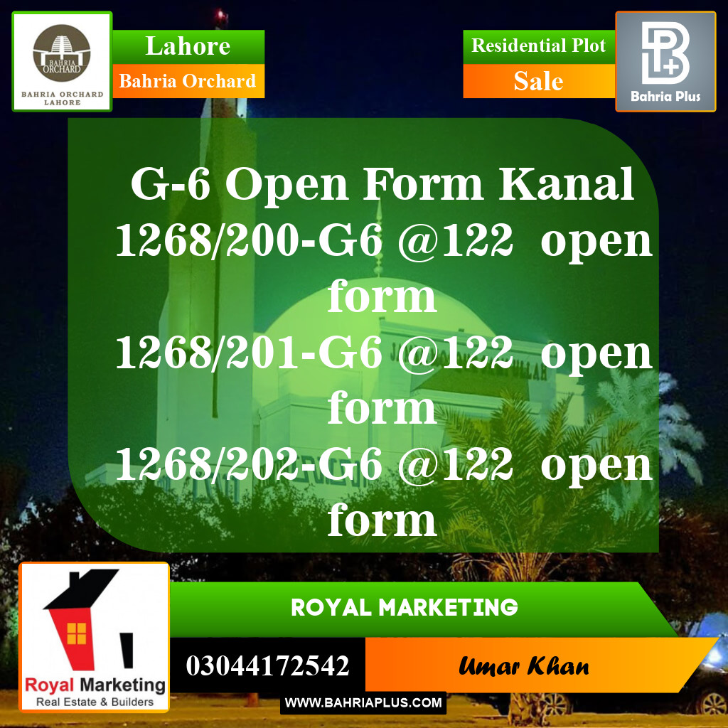 Residential Plot for Sale in Bahria Orchard, Lahore - (BP-146547)