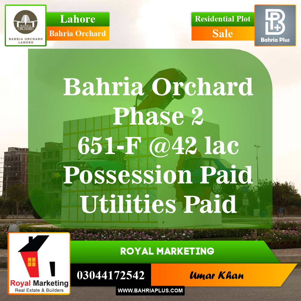 Residential Plot for Sale in Bahria Orchard, Lahore - (BP-146553)