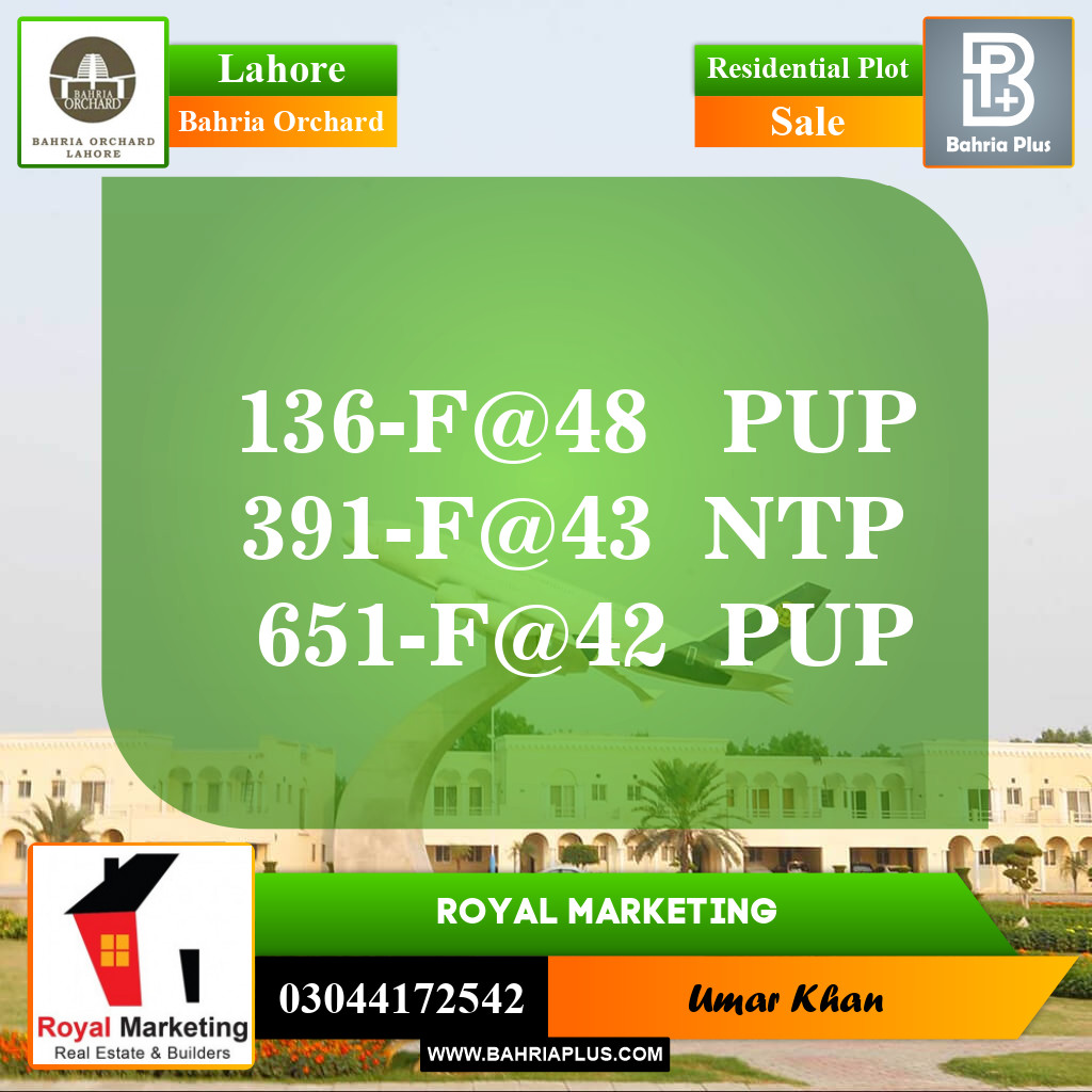 Residential Plot for Sale in Bahria Orchard, Lahore - (BP-146559)