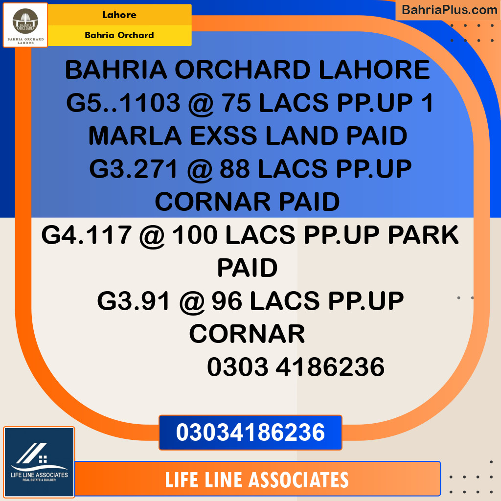 Residential Plot for Sale in Phase 4 - G5 Block -  Bahria Orchard, Lahore - (BP-146571)