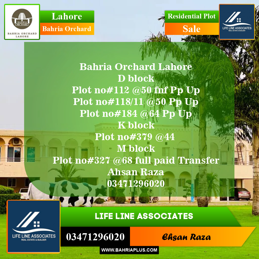 Residential Plot for Sale in Bahria Orchard, Lahore - (BP-146575)