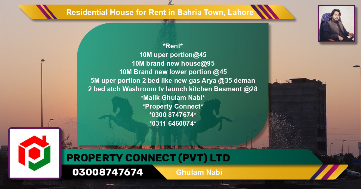 Residential House for Rent in Bahria Town, Lahore - (BP-146580)