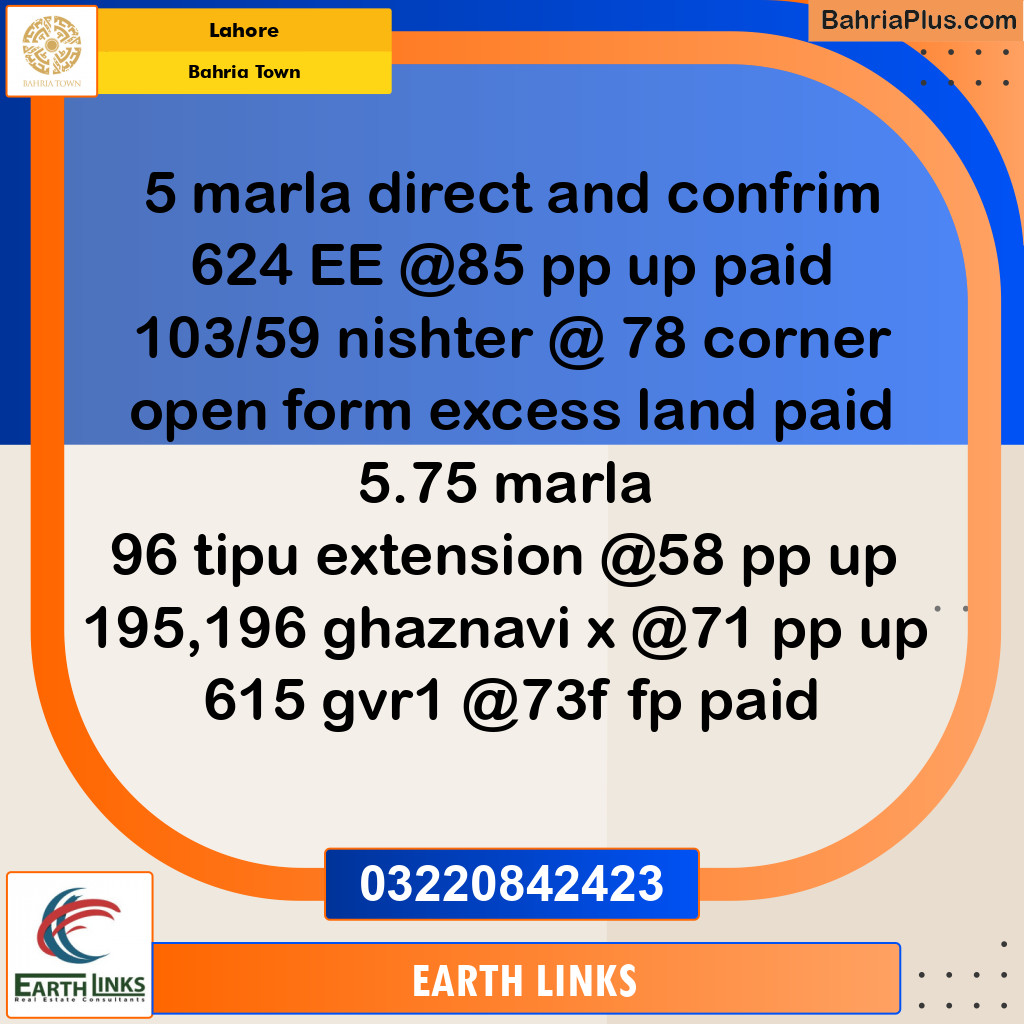 Residential Plot for Sale in Bahria Town, Lahore - (BP-146630)