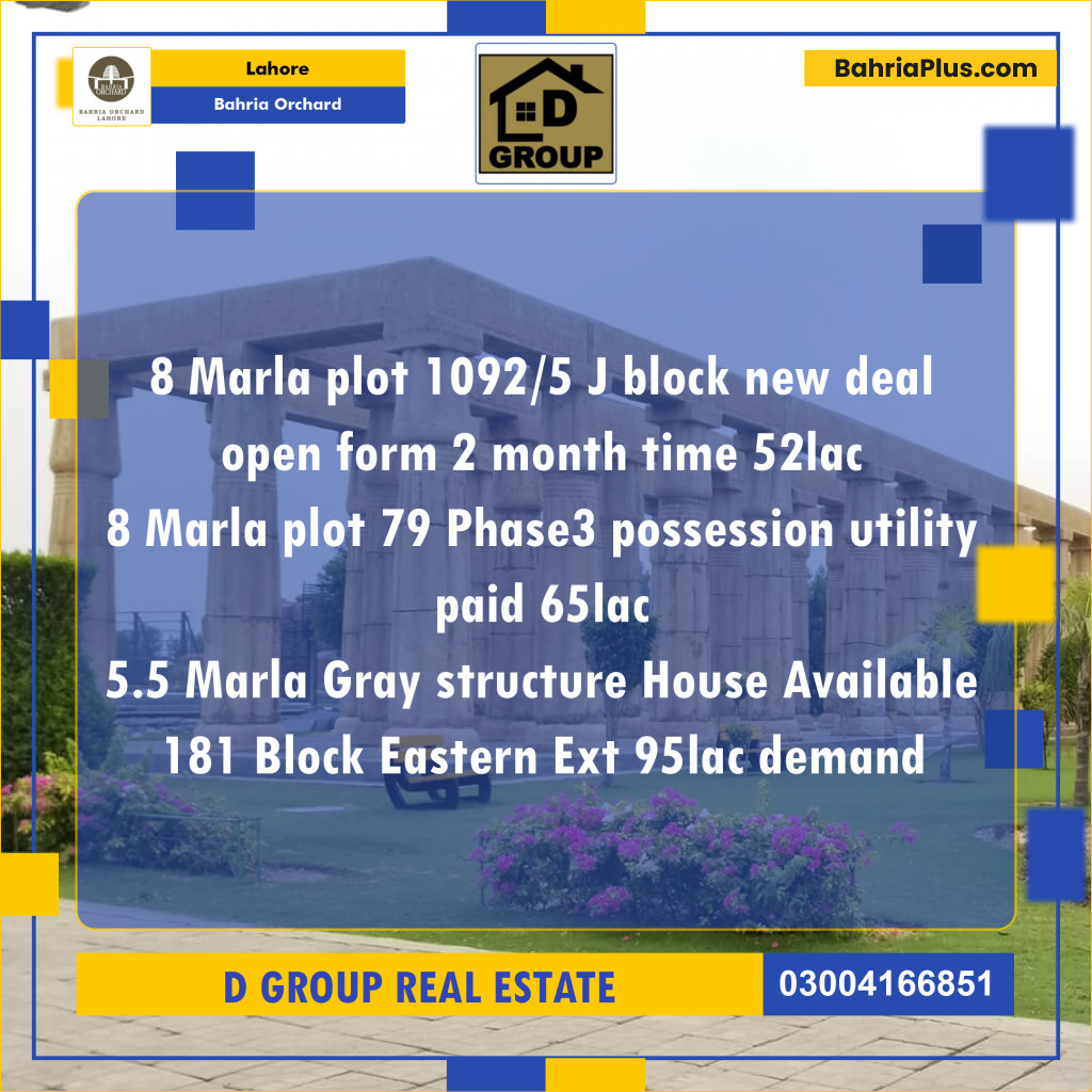 Residential Plot for Sale in Bahria Orchard, Lahore - (BP-146634)
