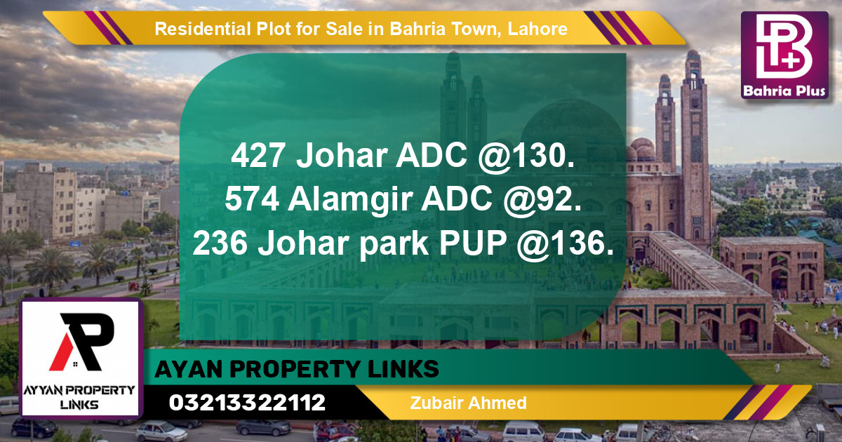 Residential Plot for Sale in Bahria Town, Lahore - (BP-146645)