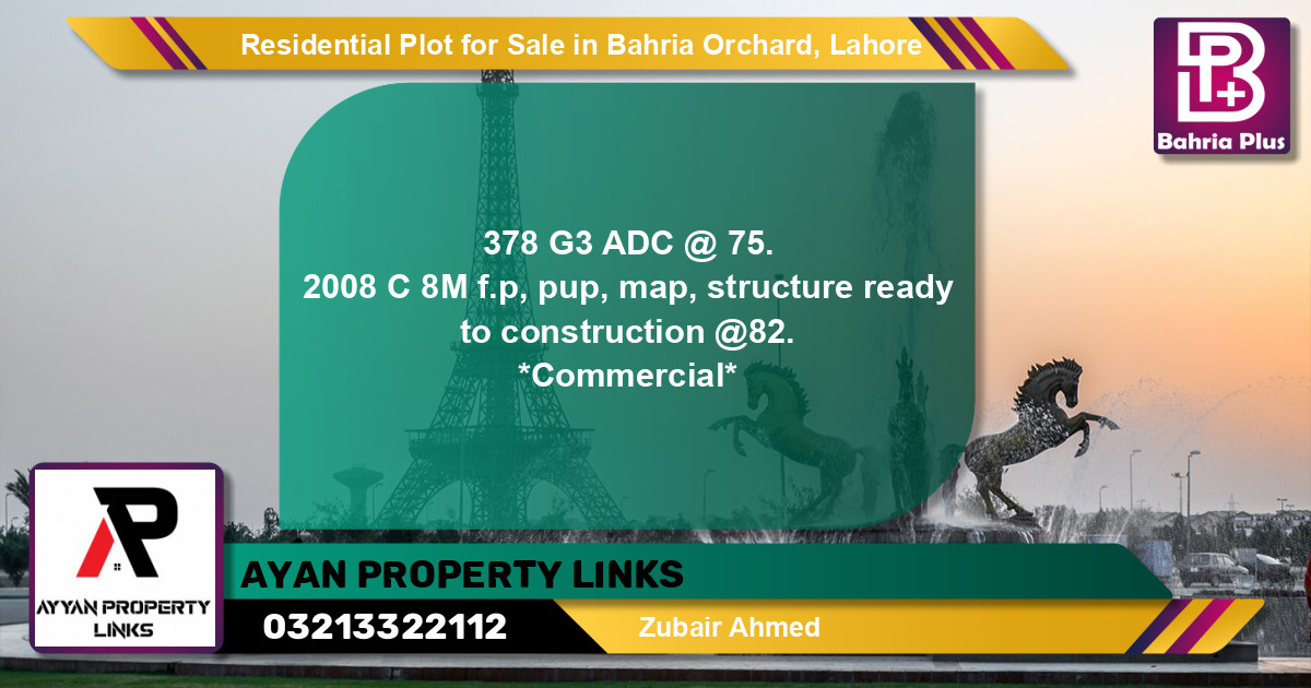 Residential Plot for Sale in Bahria Orchard, Lahore - (BP-146647)