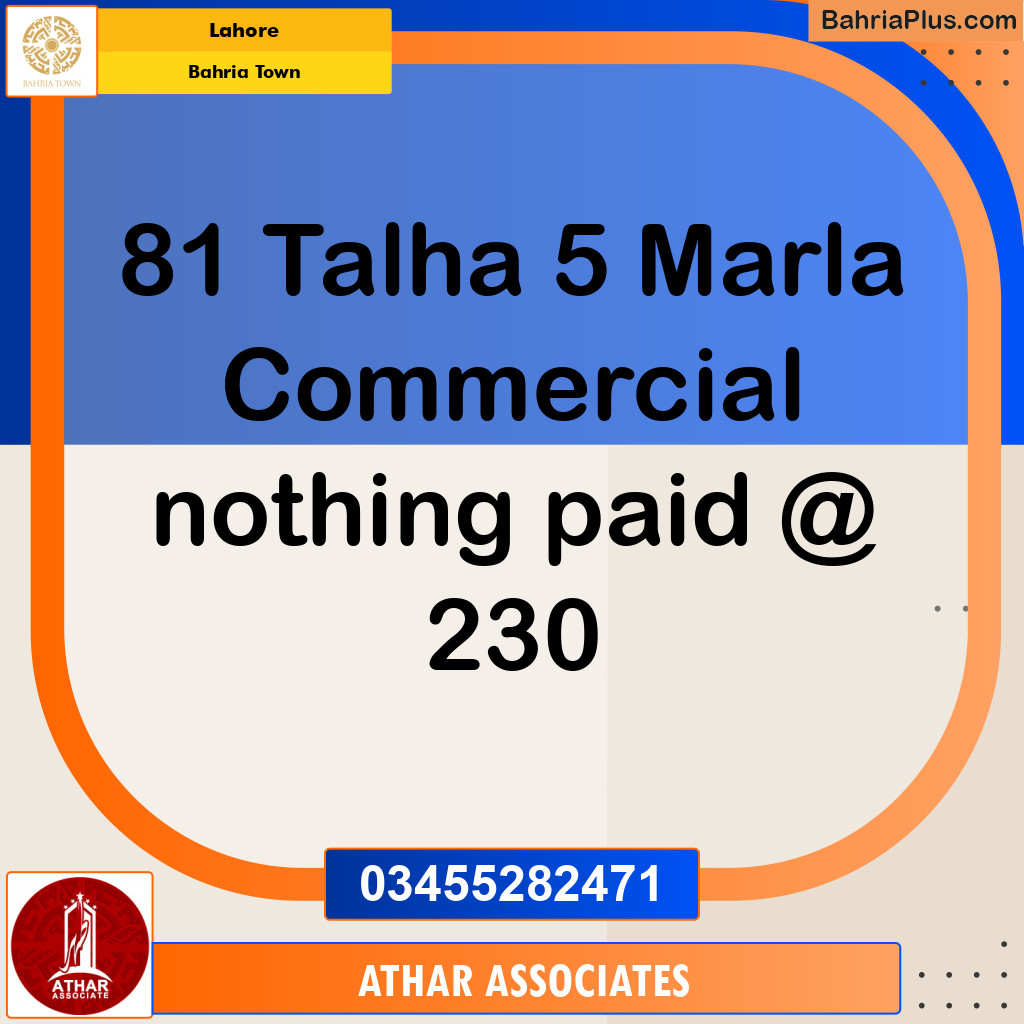 Residential Plot for Sale in Sector F - Talha Block -  Bahria Town, Lahore - (BP-146665)