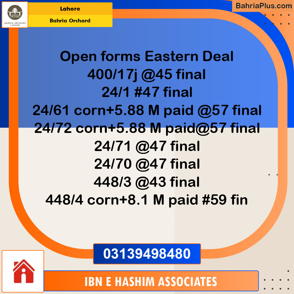 Residential Plot for Sale in Bahria Orchard, Lahore - (BP-146679)