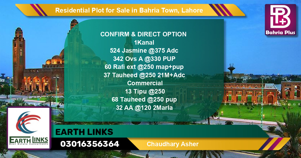 Residential Plot for Sale in Bahria Town, Lahore - (BP-146701)