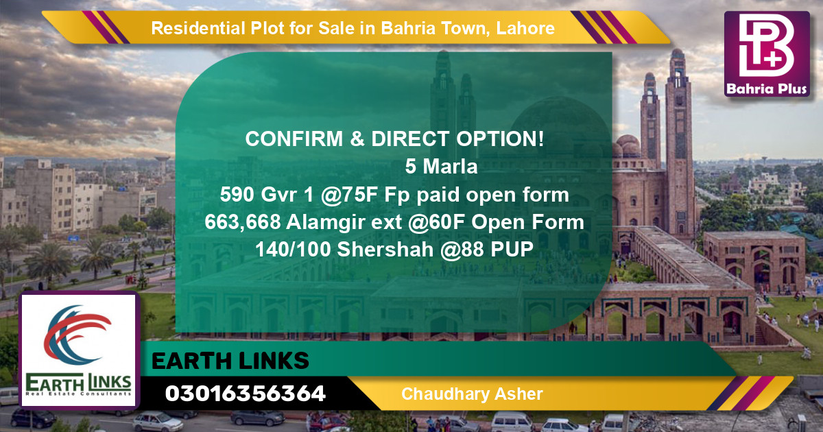 Residential Plot for Sale in Bahria Town, Lahore - (BP-146703)