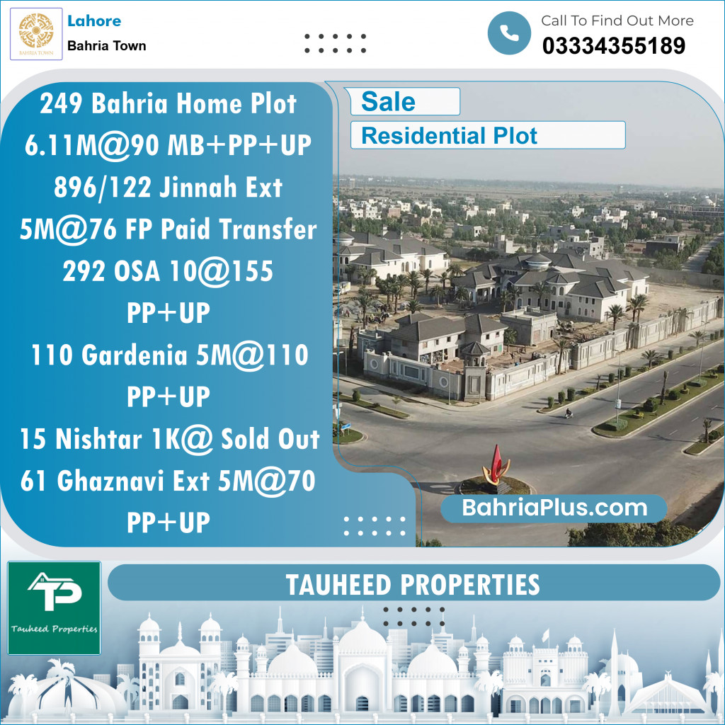 Residential Plot for Sale in Bahria Town, Lahore - (BP-146732)