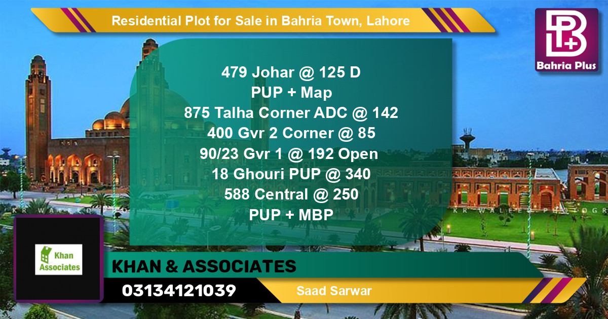 Residential Plot for Sale in Bahria Town, Lahore - (BP-146733)