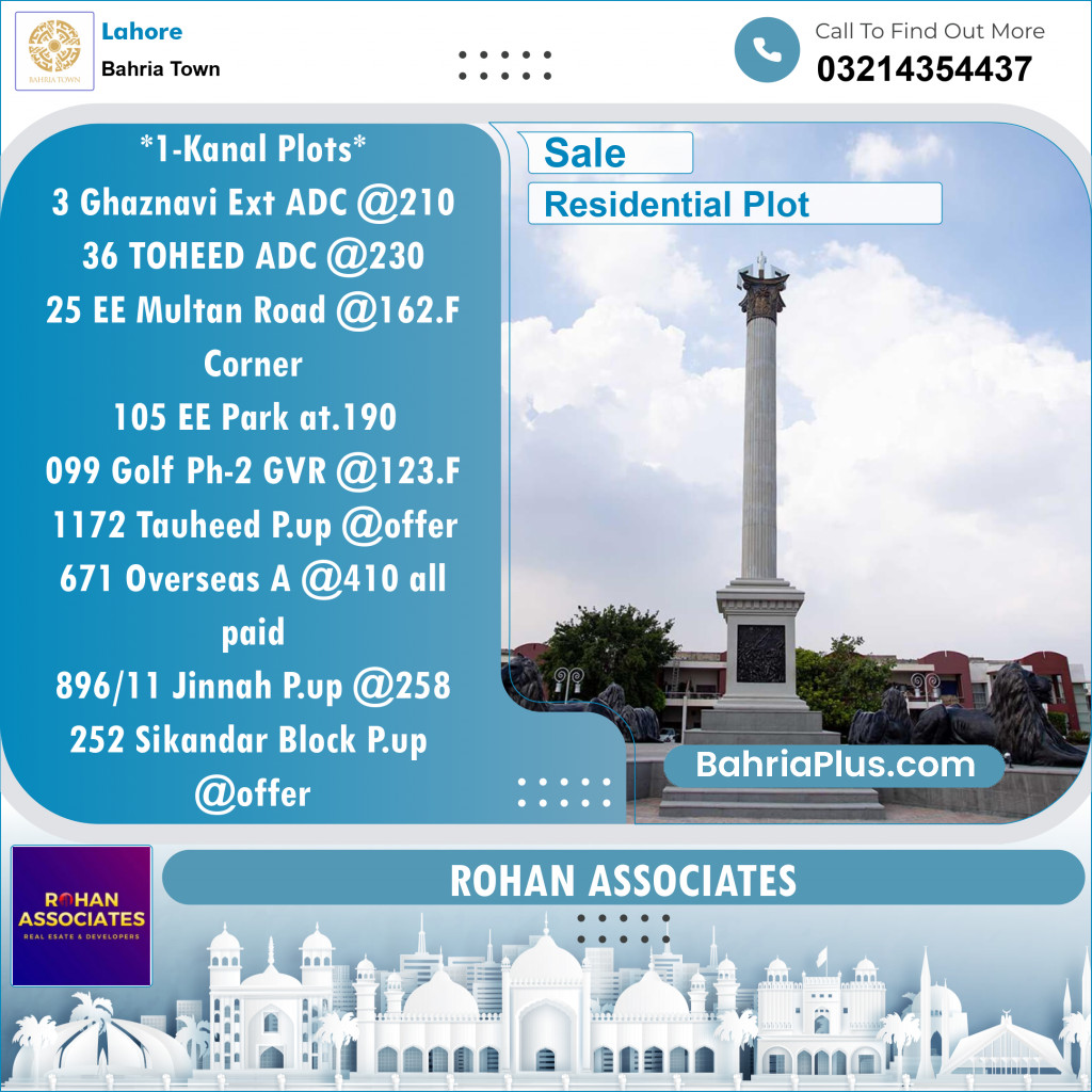 Residential Plot for Sale in Sector F - Ghaznavi Ext. Block -  Bahria Town, Lahore - (BP-146744)