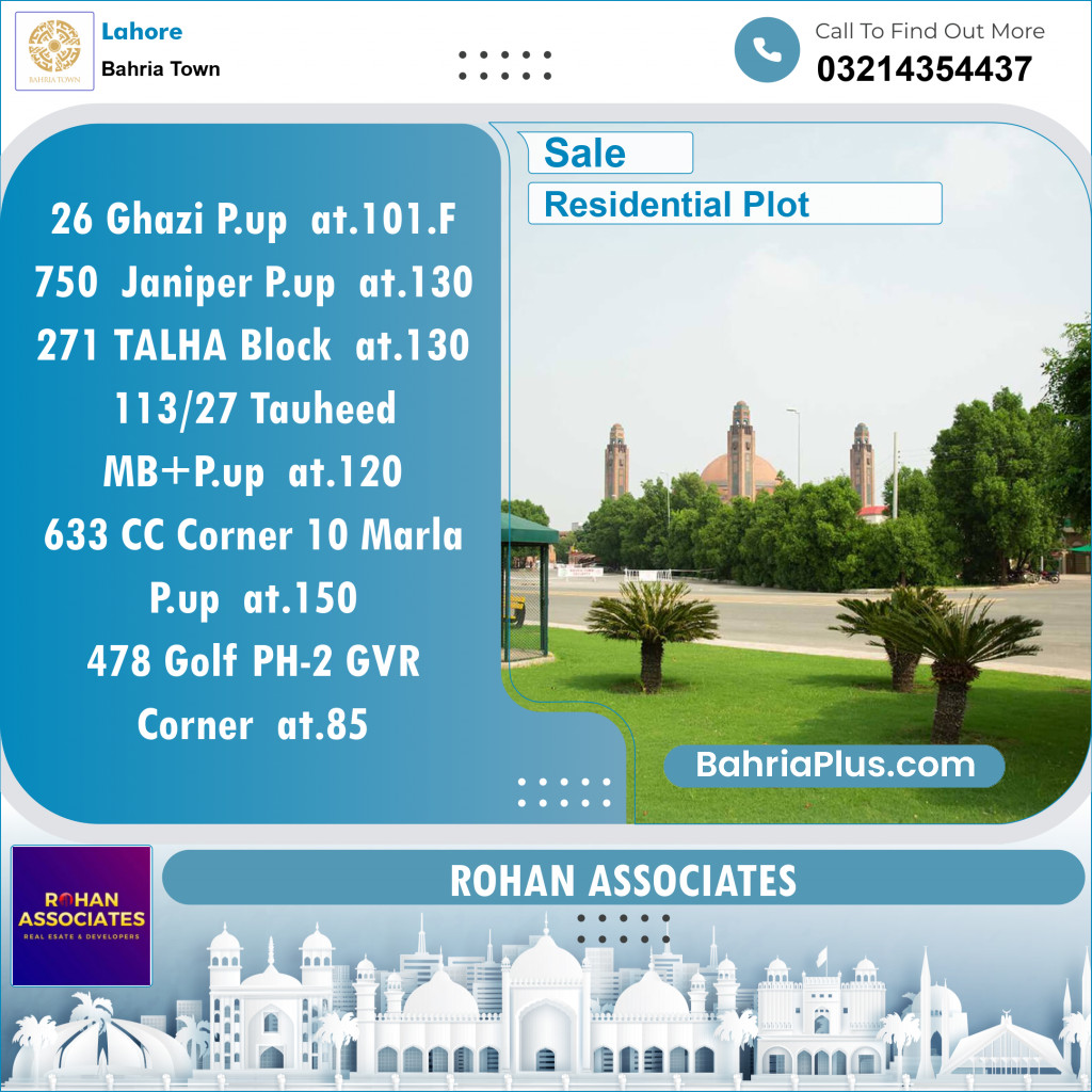 Residential Plot for Sale in Bahria Town, Lahore - (BP-146745)