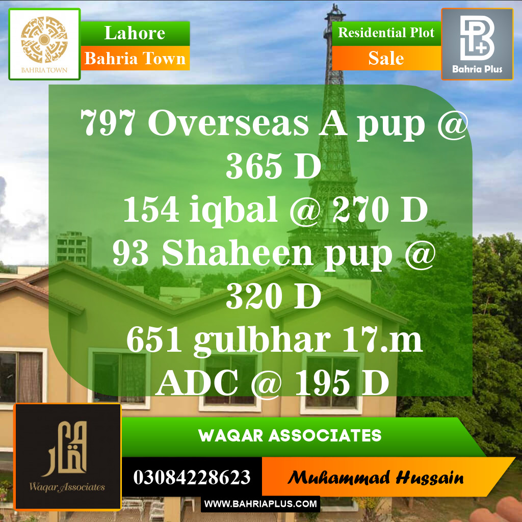 Residential Plot for Sale in Bahria Town, Lahore - (BP-146750)