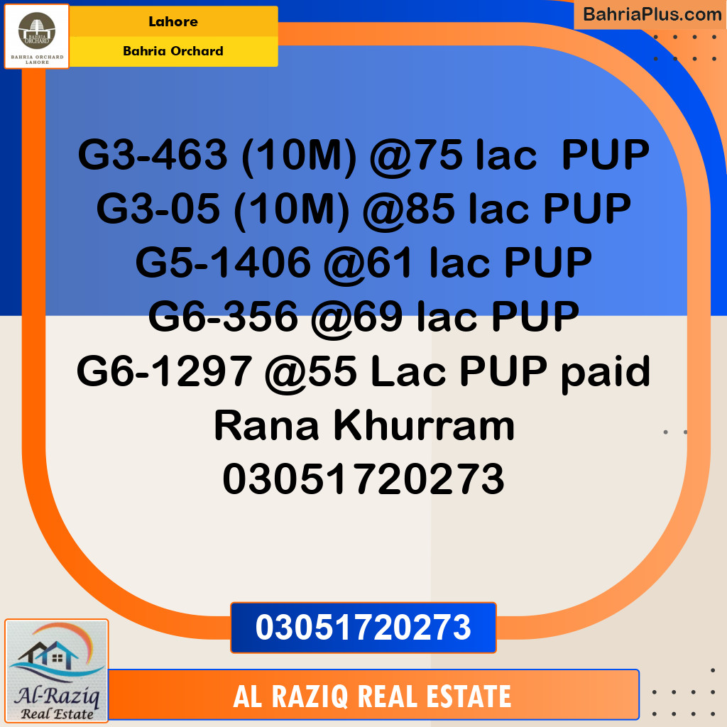 Residential Plot for Sale in Phase 4 - G3 Block -  Bahria Orchard, Lahore - (BP-146805)