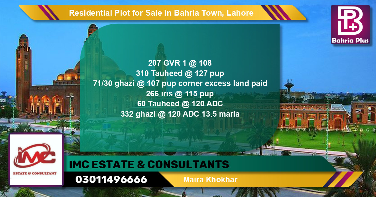 Residential Plot for Sale in Golf Phase 1 -  Bahria Town, Lahore - (BP-146832)