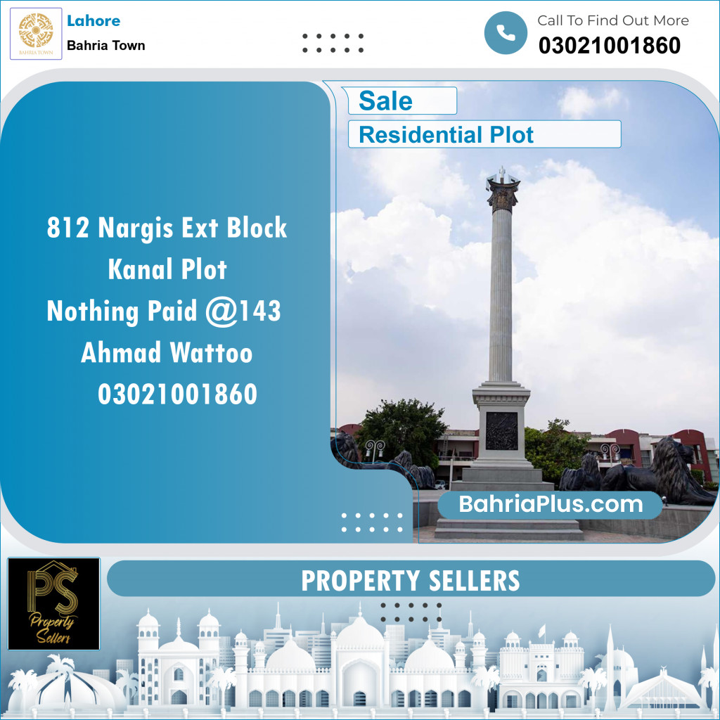 Residential Plot for Sale in Sector C - Nargis/Hussain Ext. -  Bahria Town, Lahore - (BP-146835)