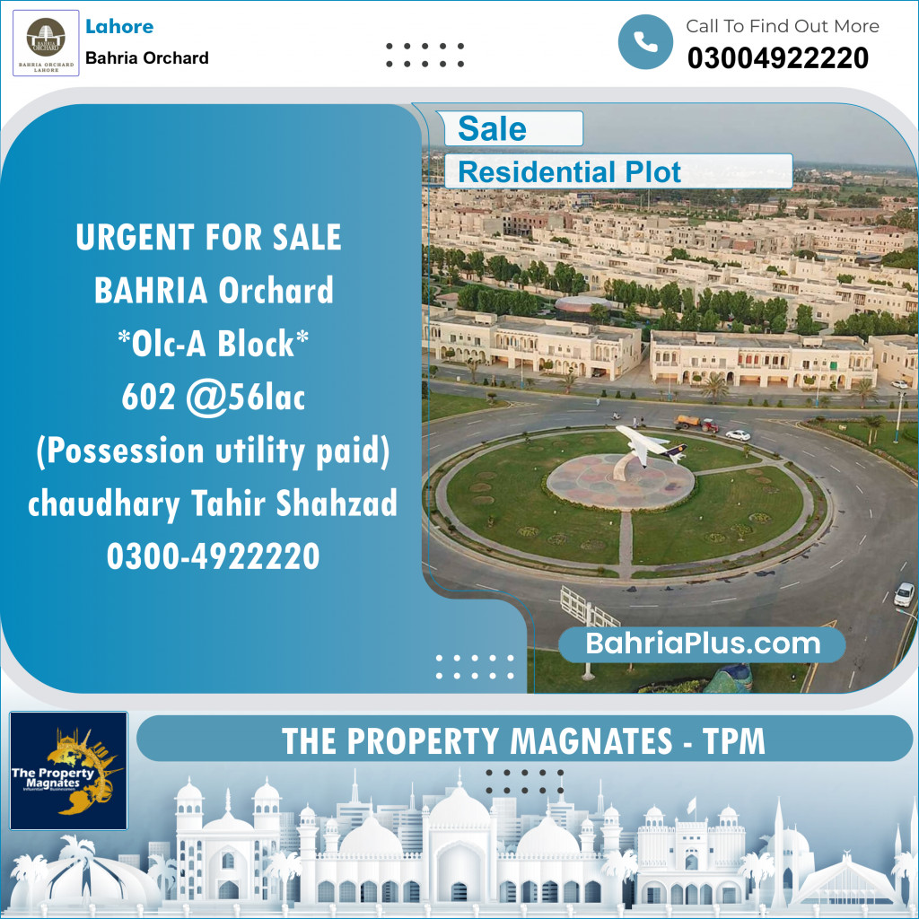 Residential Plot for Sale in Bahria Orchard, Lahore - (BP-146874)