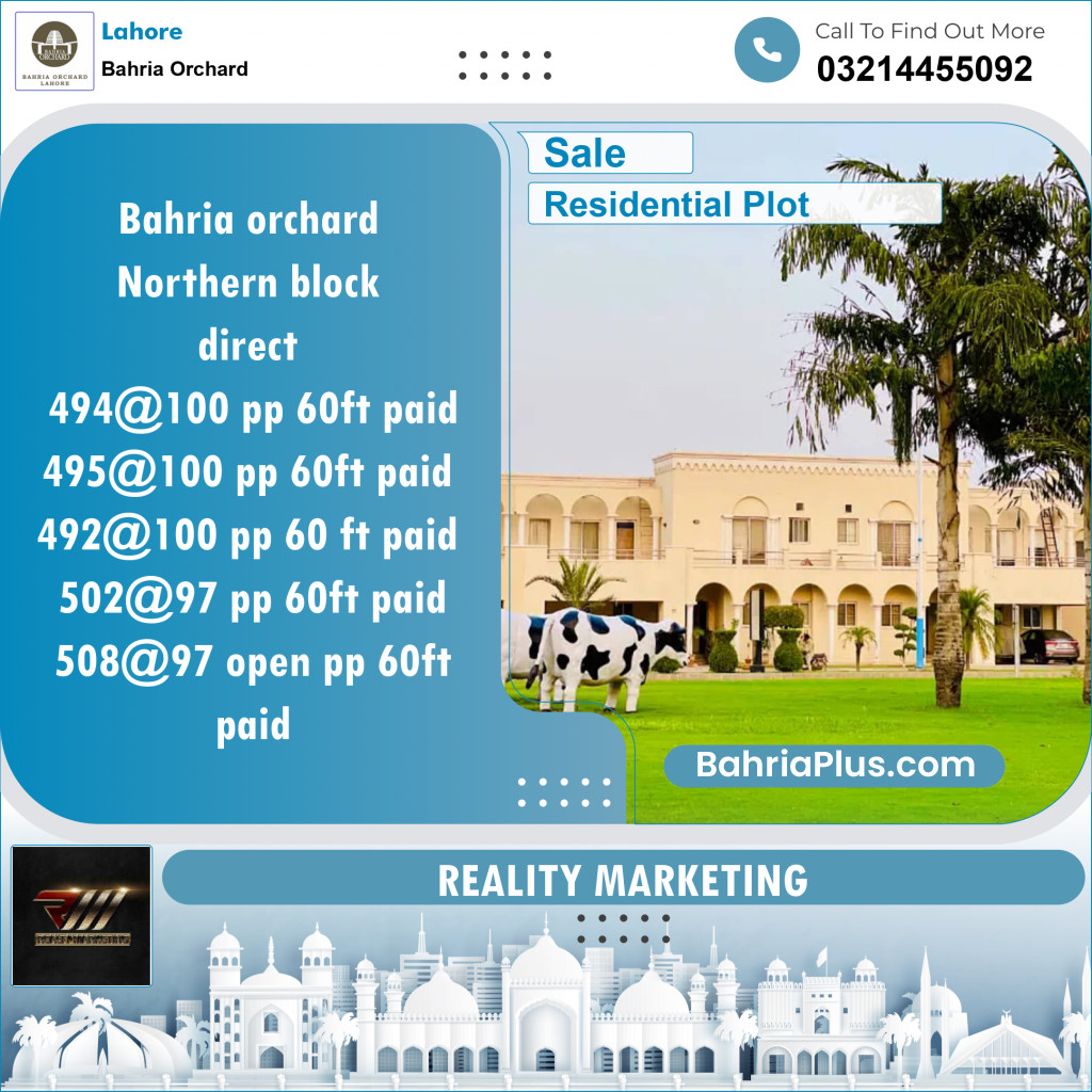 Residential Plot for Sale in Bahria Orchard, Lahore - (BP-146883)