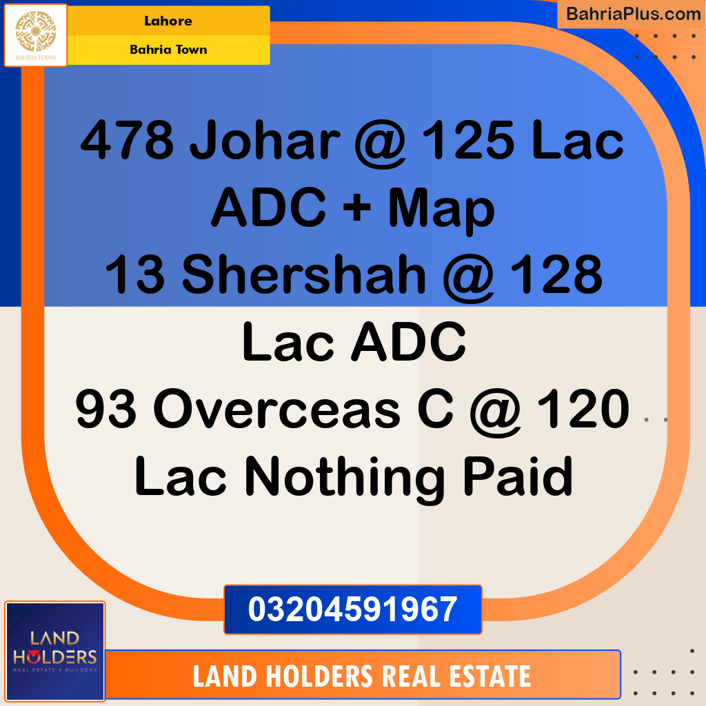 Residential Plot for Sale in Bahria Town, Lahore - (BP-146901)