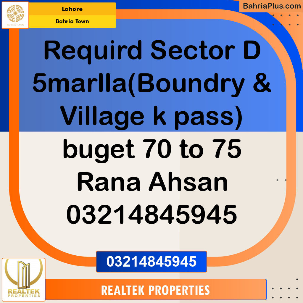 Residential Plot for Sale in Bahria Town, Lahore - (BP-146914)