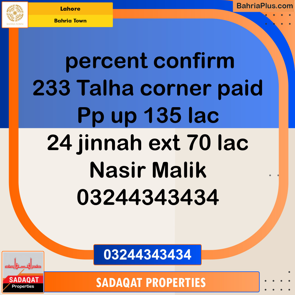 Residential Plot for Sale in Bahria Town, Lahore - (BP-146919)