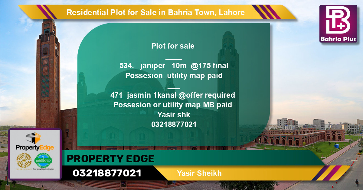 Residential Plot for Sale in Bahria Town, Lahore - (BP-146921)