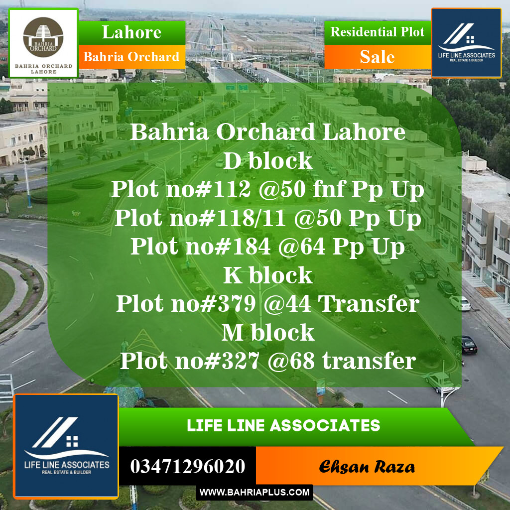 Residential Plot for Sale in Bahria Orchard, Lahore - (BP-146989)