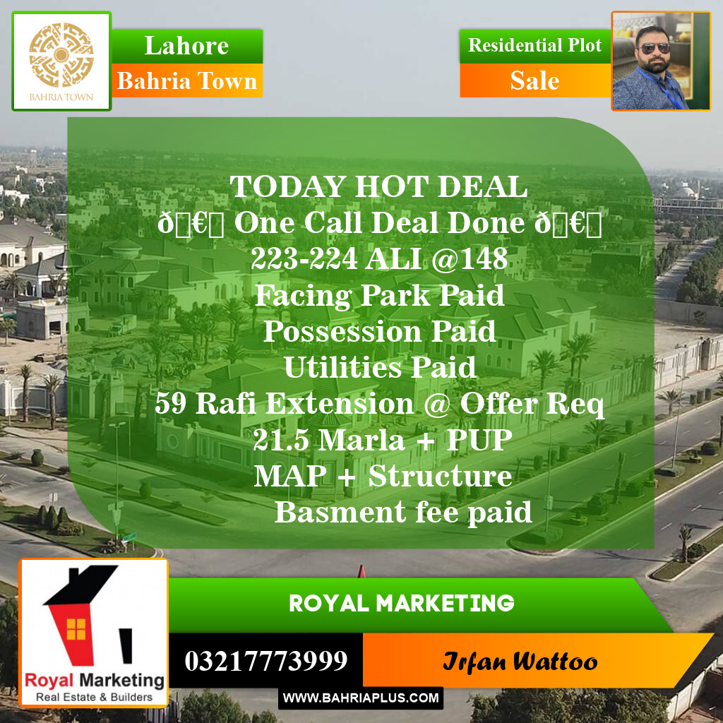 Residential Plot for Sale in Bahria Town, Lahore - (BP-147043)