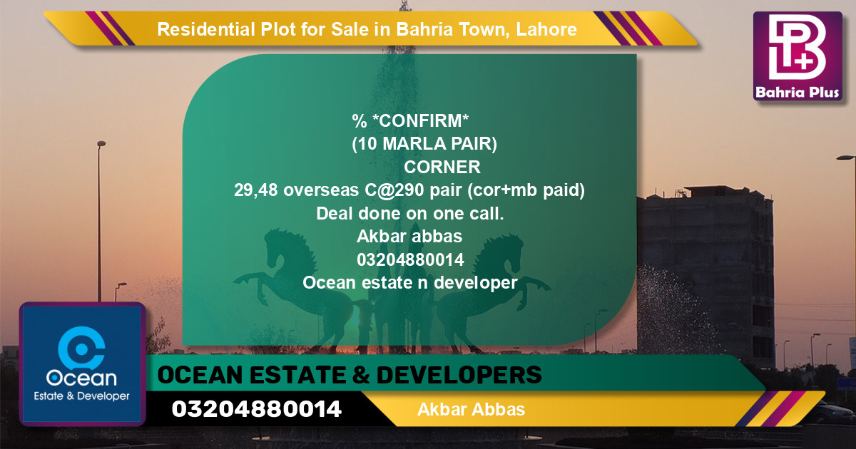 Residential Plot for Sale in Overseas C -  Bahria Town, Lahore - (BP-147137)