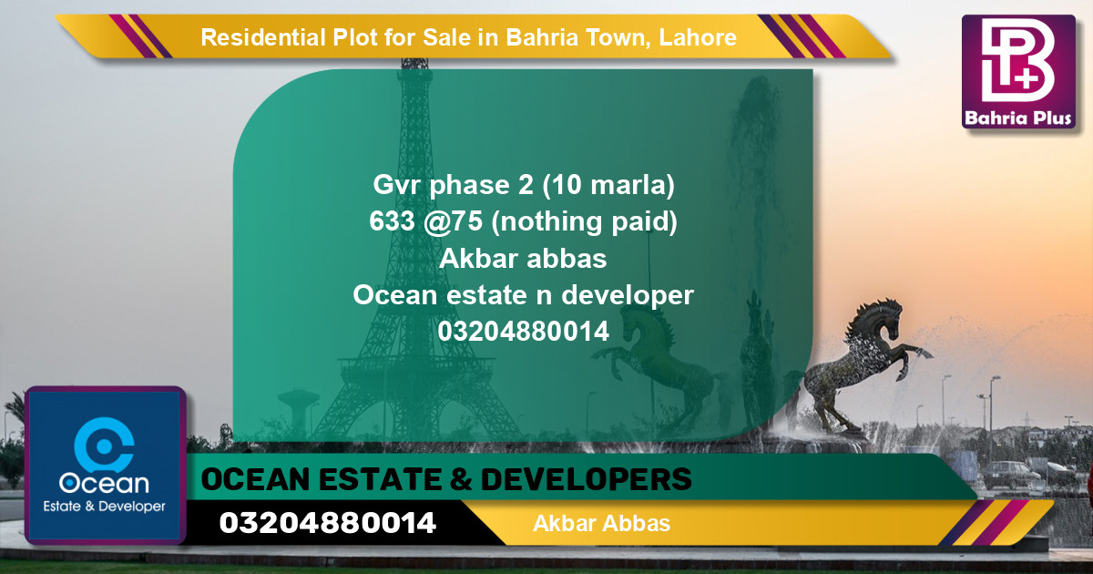 Residential Plot for Sale in Bahria Town, Lahore - (BP-147140)