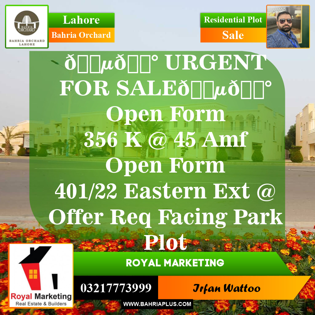 Residential Plot for Sale in Bahria Orchard, Lahore - (BP-147224)