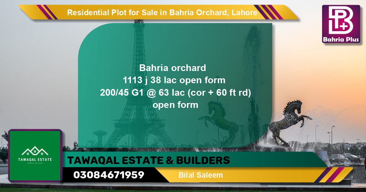 Residential Plot for Sale in Phase 2 - J Block -  Bahria Orchard, Lahore - (BP-147229)