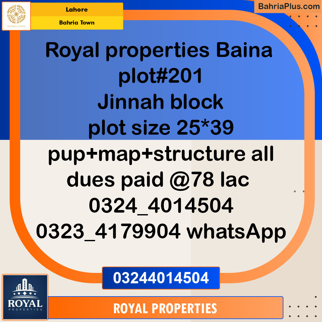 Residential Plot for Sale in Bahria Town, Lahore - (BP-147272)