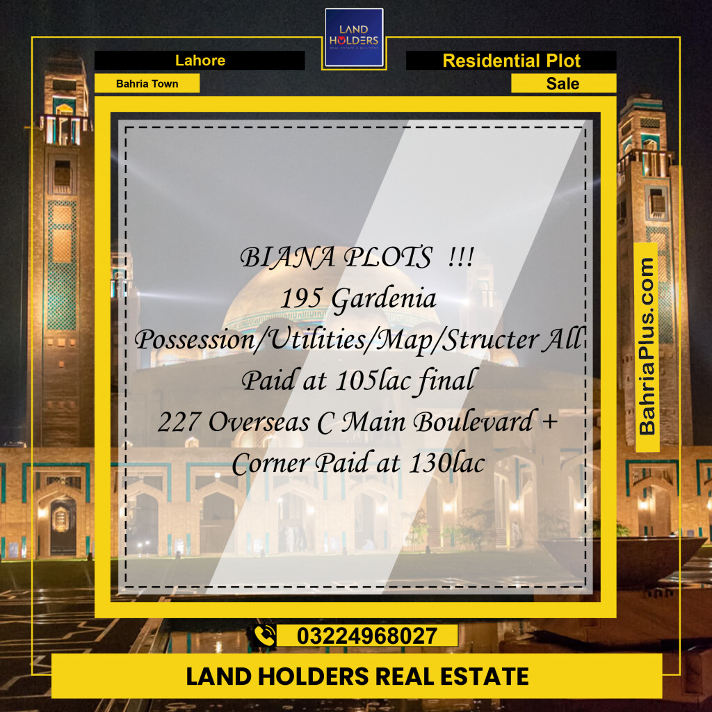 Residential Plot for Sale in Bahria Town, Lahore - (BP-147313)