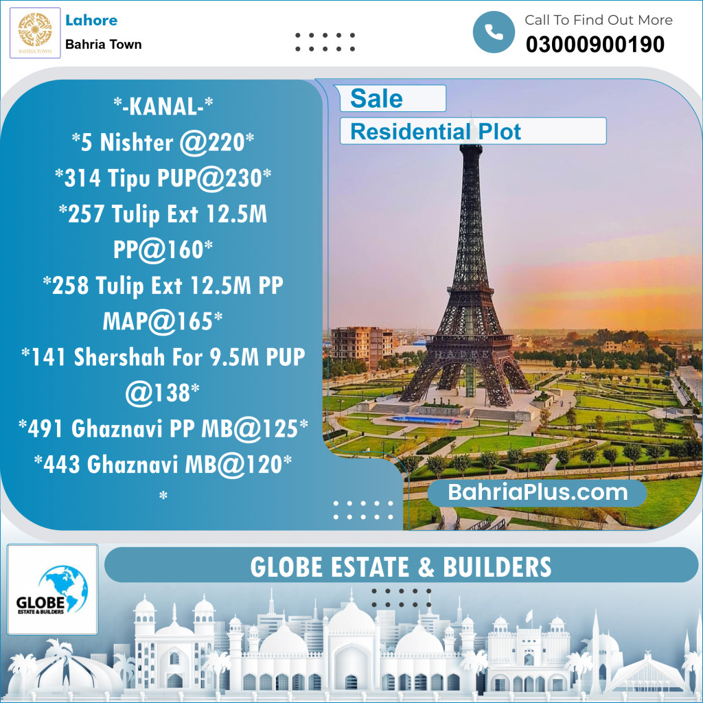 Residential Plot for Sale in Sector E - Nishtar Block -  Bahria Town, Lahore - (BP-147340)