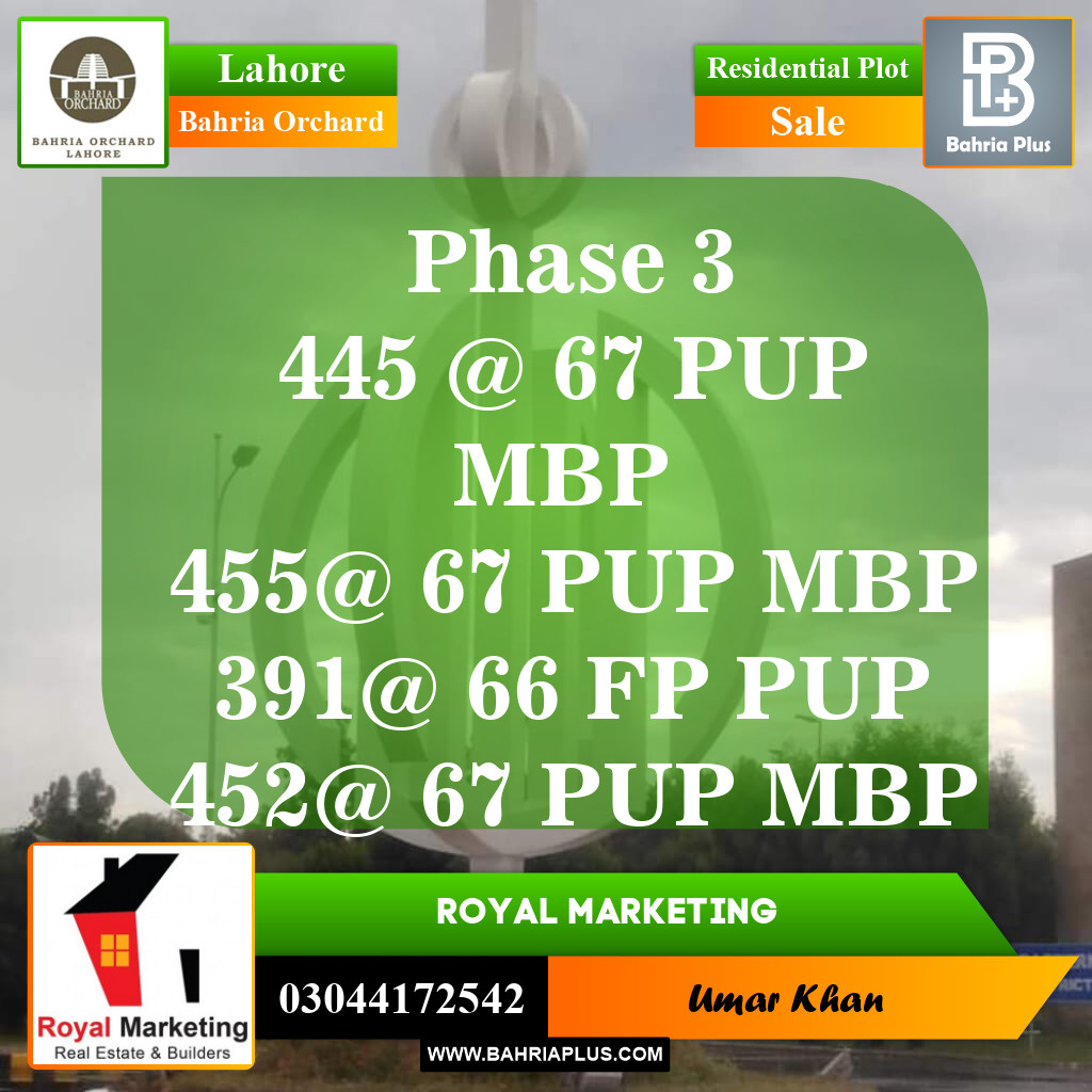 Residential Plot for Sale in Bahria Orchard, Lahore - (BP-147415)