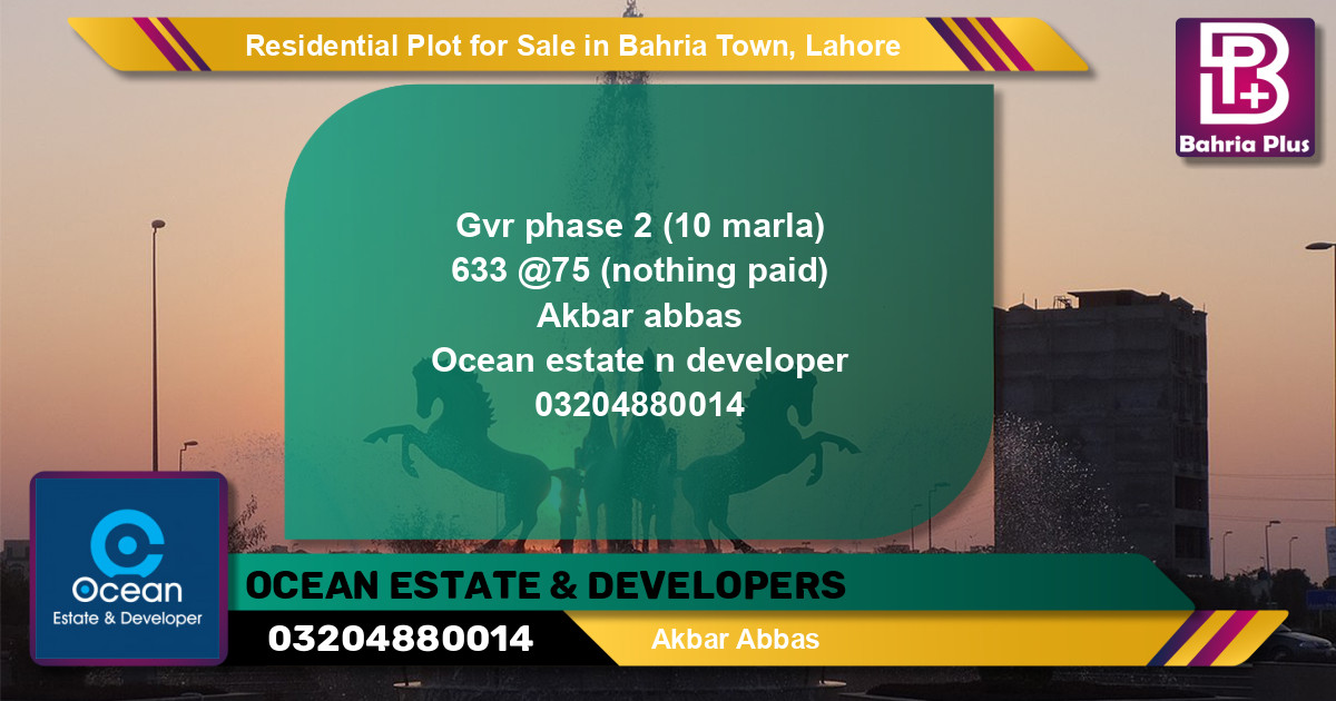 Residential Plot for Sale in Bahria Town, Lahore - (BP-147454)