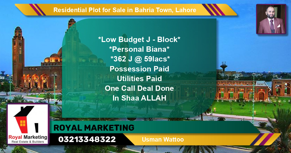 Residential Plot for Sale in Bahria Town, Lahore - (BP-147547)