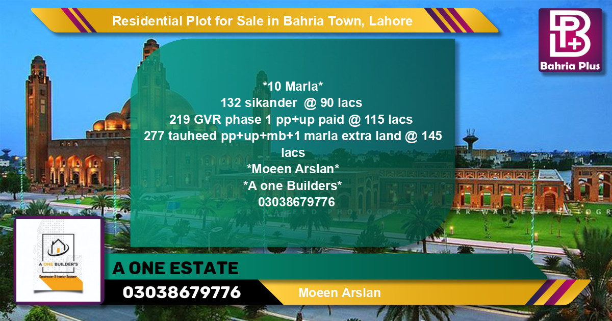 Residential Plot for Sale in Bahria Town, Lahore - (BP-147604)