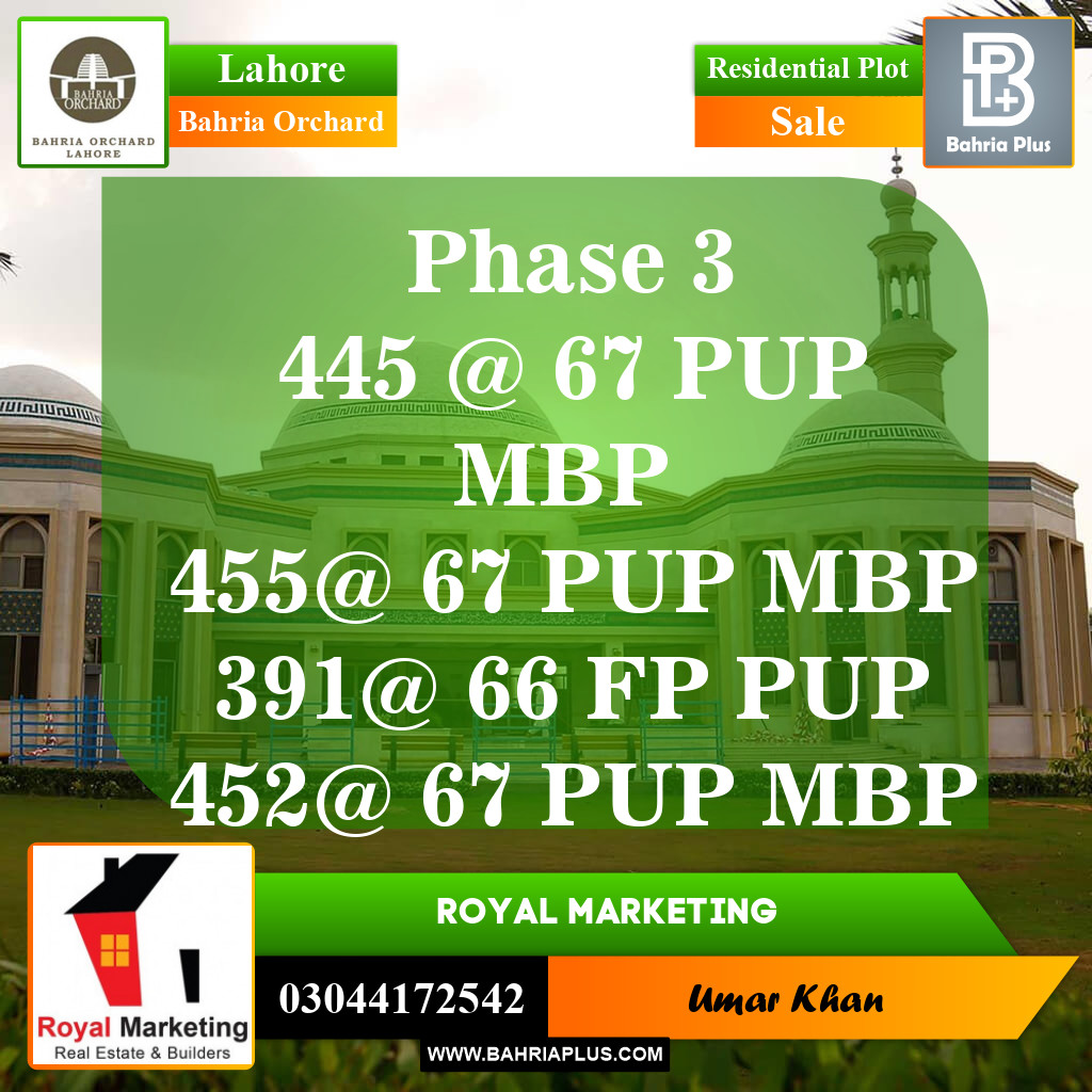 Residential Plot for Sale in Bahria Orchard, Lahore - (BP-147647)