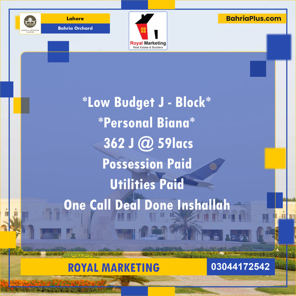 Residential Plot for Sale in Bahria Orchard, Lahore - (BP-147678)