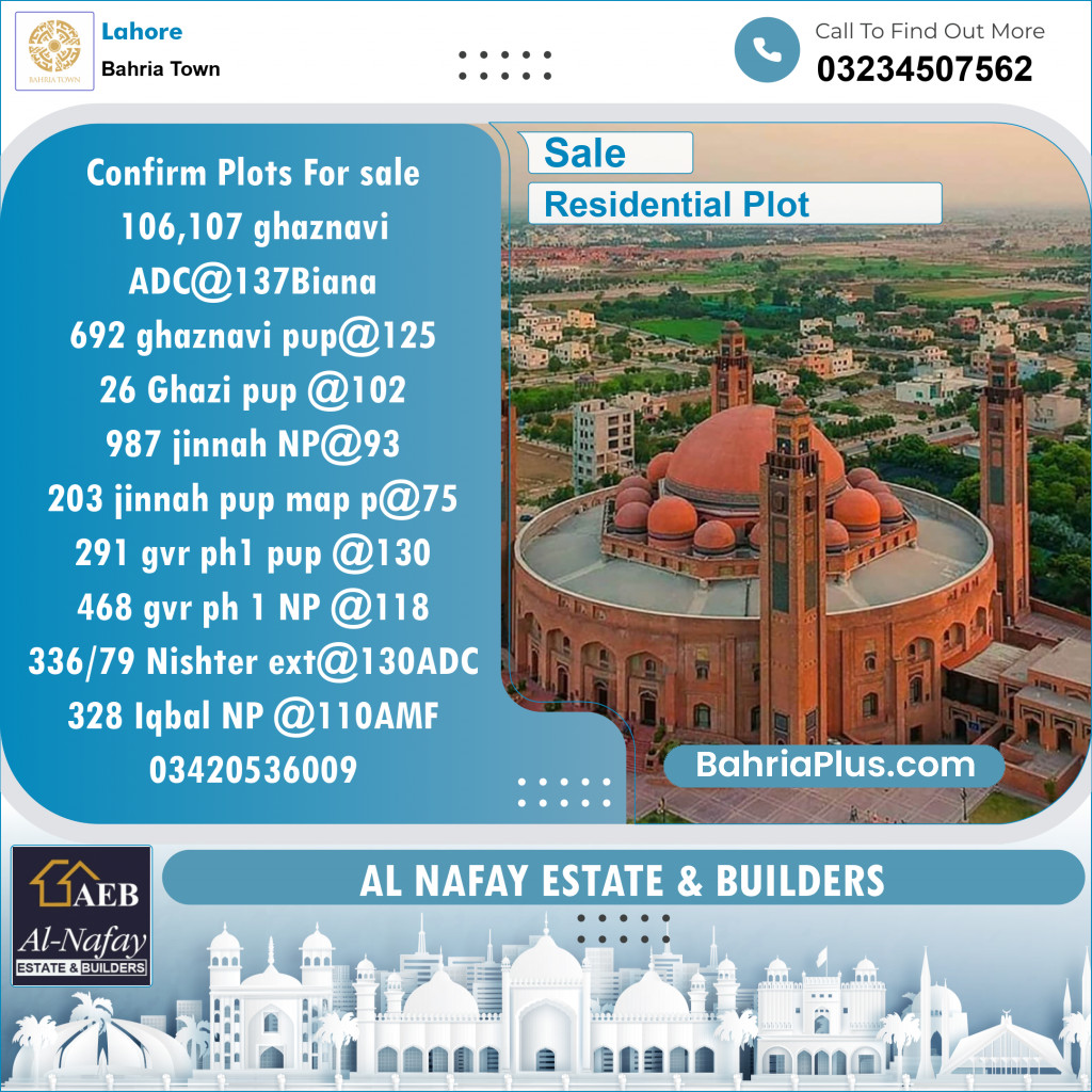 Residential Plot for Sale in Bahria Town, Lahore - (BP-147698)